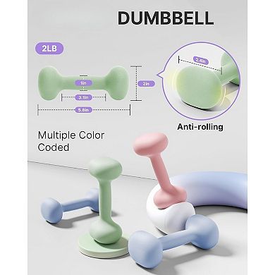 Neoprene Dumbbell Set for Home Gym - Non-Slip, Easy Storage, Multiple Weights, Travel-Friendly