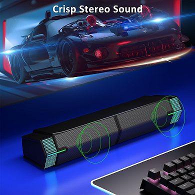 Bluetooth Computer Speakers for PC Desktop Monitor, Gaming PC Sound Bar - Wired USB-Powered
