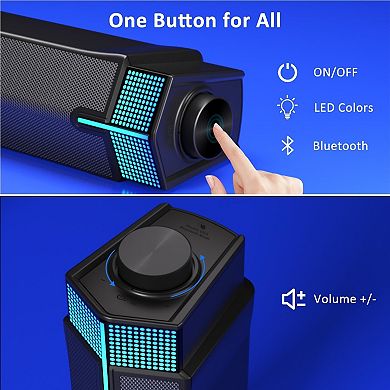 Bluetooth Computer Speakers for PC Desktop Monitor, Gaming PC Sound Bar - Wired USB-Powered