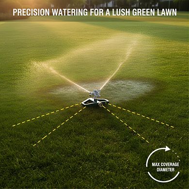All Metal Impact Sprinkler, Adjustable Circular Coverage 5800 sq ft for Garden