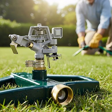 All Metal Impact Sprinkler, Adjustable Circular Coverage 5800 sq ft for Garden