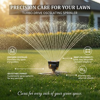 4000 sq ft Turbo Sprinkler, 4-Way Oscillator with Quick Connect Black Yellow