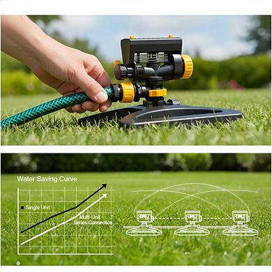 4000 sq ft Turbo Sprinkler, 4-Way Oscillator with Quick Connect Black Yellow