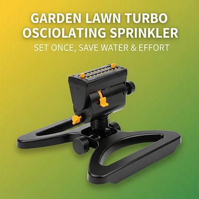 4000 sq ft Turbo Sprinkler, 4-Way Oscillator with Quick Connect Black Yellow