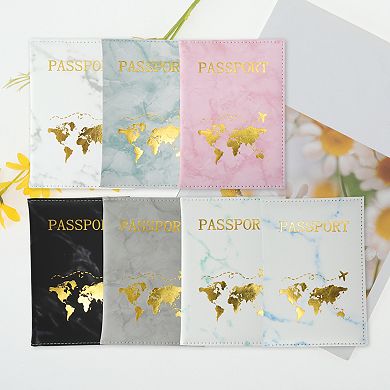Marble Pattern Map Passport Holder 1 Pc
