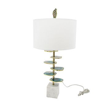 Verdant Agate Slice Table Lamp w/ Marble Base