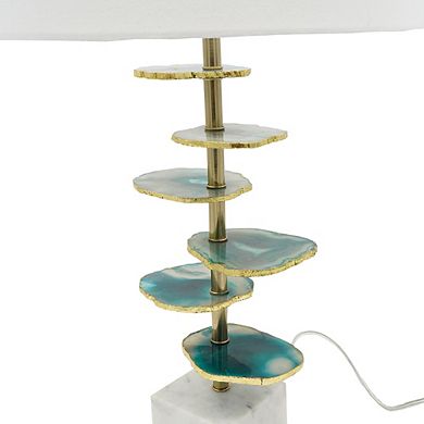 Verdant Agate Slice Table Lamp w/ Marble Base