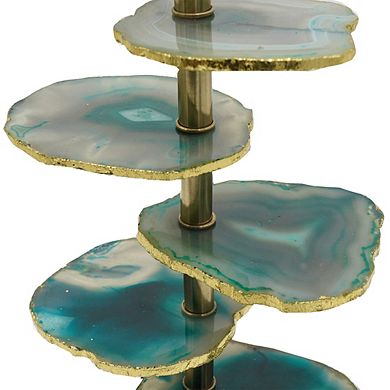Verdant Agate Slice Table Lamp w/ Marble Base