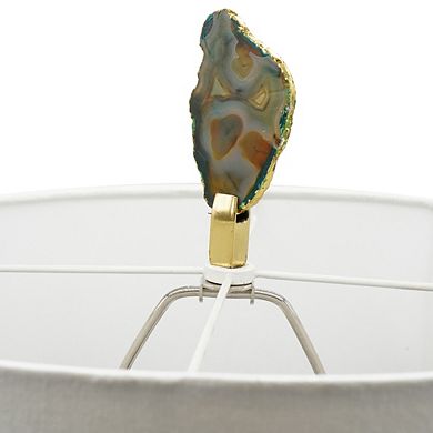 Verdant Agate Slice Table Lamp w/ Marble Base