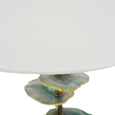 Verdant Agate Slice Table Lamp w/ Marble Base