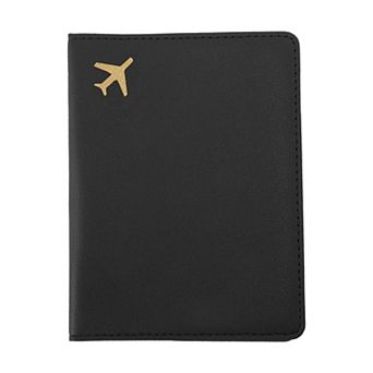 Gold-stamped Airplane Pattern Passport Holder 1 pc 5.51"x4.13"x0.28"