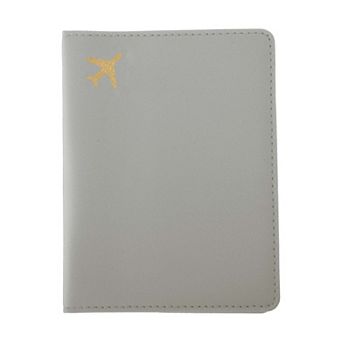 Gold-stamped Airplane Pattern Passport Holder 1 pc 5.51"x4.13"x0.28"