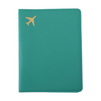 Gold-stamped Airplane Pattern Passport Holder 1 pc 5.51"x4.13"x0.28"