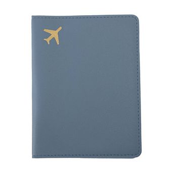 Gold-stamped Airplane Pattern Passport Holder 1 pc 5.51"x4.13"x0.28"