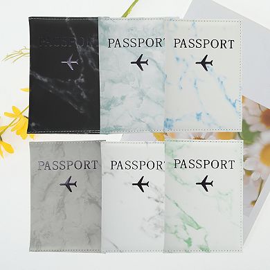 Marble Pattern Airplane Passport Holder 1 Pc