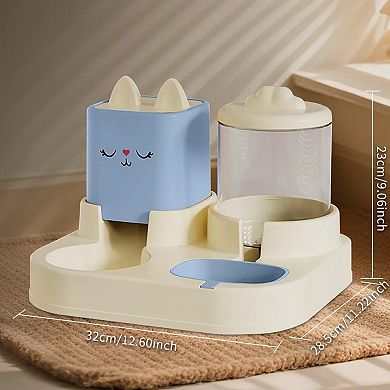 Large Capacity Automatic Pet Water Dispenser with Double Bowls, Allowing for Separate Feeding