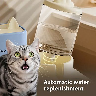 Large Capacity Automatic Pet Water Dispenser with Double Bowls, Allowing for Separate Feeding
