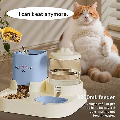 Large Capacity Automatic Pet Water Dispenser with Double Bowls, Allowing for Separate Feeding