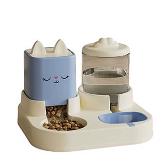 Large Capacity Automatic Pet Water Dispenser with Double Bowls, Allowing for Separate Feeding