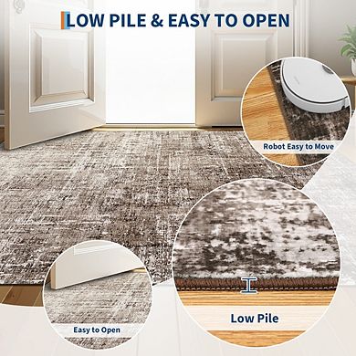 Fashionwu Abstract Kitchen Modern Transitional Home Decor Washable Low Pile Area Rug for Living Room