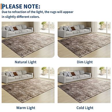 Fashionwu Abstract Kitchen Modern Transitional Home Decor Washable Low Pile Area Rug for Living Room