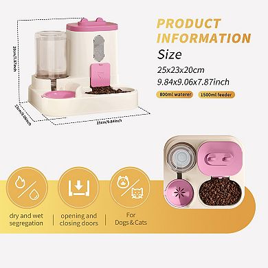 Automatic Cat Feeder and Water Dispenser, 2 In 1 Gravitys Pet Feeder, Spill Proof Pet Food Dispenser