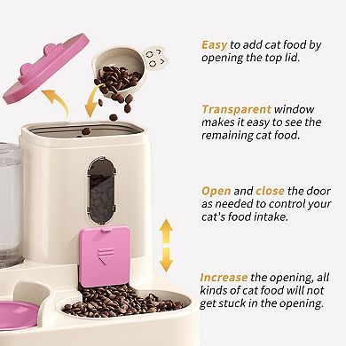 Automatic Cat Feeder and Water Dispenser, 2 In 1 Gravitys Pet Feeder, Spill Proof Pet Food Dispenser