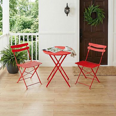 3-Piece Patio Bistro Set, Folding Table and Chairs, No Assembly Required
