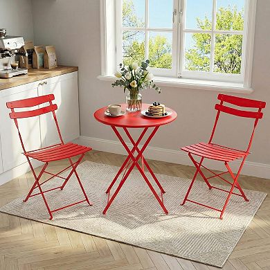 3-Piece Patio Bistro Set, Folding Table and Chairs, No Assembly Required