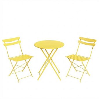 3 pc Patio Bistro Set, Folding Table and Chairs, No Assembly Required