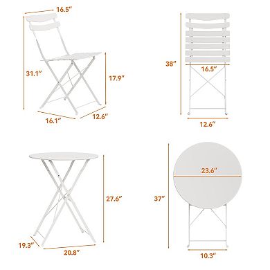 Folding 3-Piece Patio Bistro Set, Space-Saving Outdoor Furniture with 2 Chairs and Table