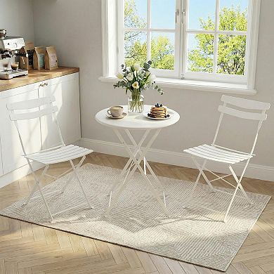 Folding 3-Piece Patio Bistro Set, Space-Saving Outdoor Furniture with 2 Chairs and Table