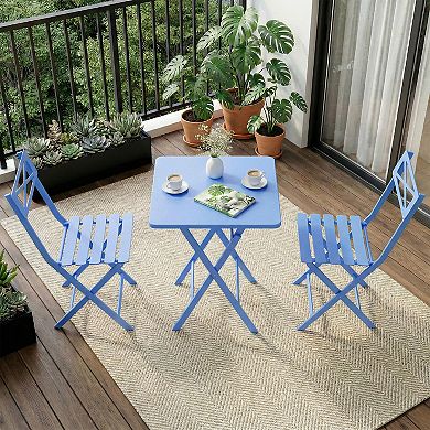 Folding 3-Piece Patio Bistro Set, Portable Outdoor Table Chair Set for Balcony, Yard & Garden