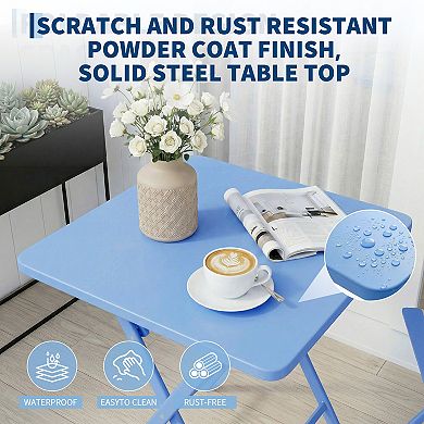 Folding 3-Piece Patio Bistro Set, Portable Outdoor Table Chair Set for Balcony, Yard & Garden
