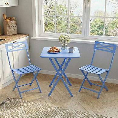 Folding 3-Piece Patio Bistro Set, Portable Outdoor Table Chair Set for Balcony, Yard & Garden