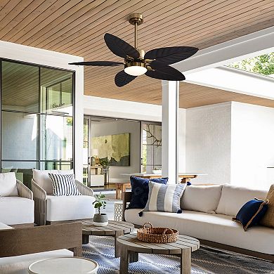 Moooni 52'' Smart Tropical Palm Blades Ceiling Fan with Dimmable Led