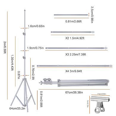 6.5×10ft Photography Backdrop Stand Adjustable Studio Support Set