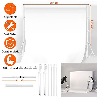 6.5×10ft Photography Backdrop Stand Adjustable Studio Support Set
