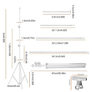 6.5×10ft Photography Backdrop Stand Adjustable Studio Support Set