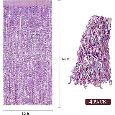 Pink Tinsel Foil Fringe Curtain Backdrop Set for Party Decorations Photobooth Props
