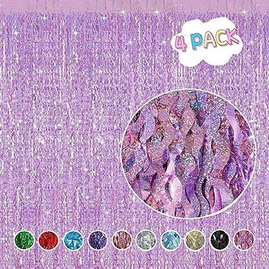 Pink Tinsel Foil Fringe Curtain Backdrop Set for Party Decorations Photobooth Props