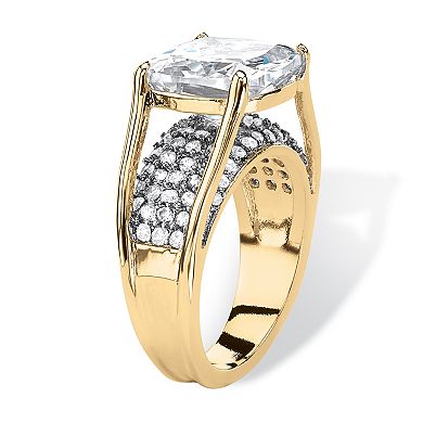 4.88 TCW Princess-Cut Cubic Zirconia 18k Gold-Plated Engagement Ring