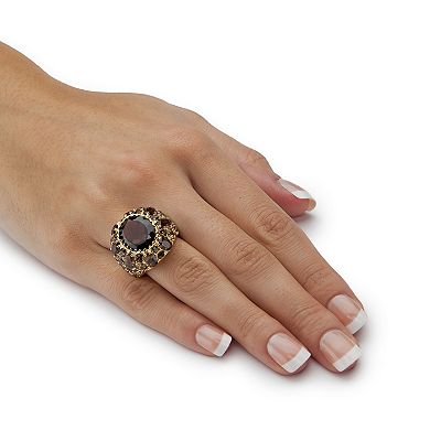13.36 TCW Oval-Cut Genuine Smoky Quartz Crystal Yellow Gold-Plated Ring
