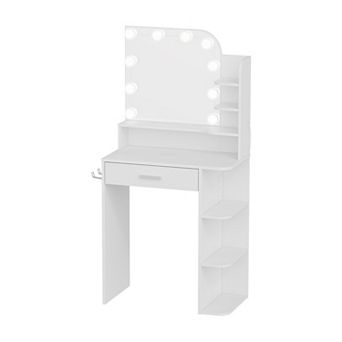Makeup Vanity with Chair, Vanity Desk with Mirror and Lights, Girls Vanity Set with Power Outlet