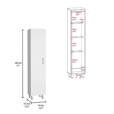 Vintro Storage Cabinet, Broom Hangers, Metal Handle