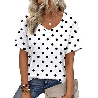 Zeagoo Womens Summer Top Casual V Neck Short Sleeve Floral Tee Shirts Ladies Tunic Tops for Legging