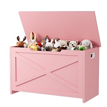 30" Storage Chest, Wooden Storage Bench with Safety Hinge, Large Toy Chest for Entryway,Living Room