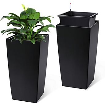 30" Planters for Outdoor Plants,Large Taper Flower Plant Pots with Drainage Holes,Automatic Watering