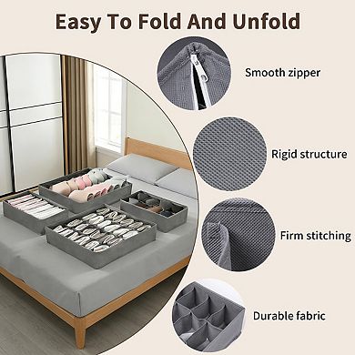 12-Pack Underwear Drawer Organizers,116-Cell Dresser Drawer Divider Bins