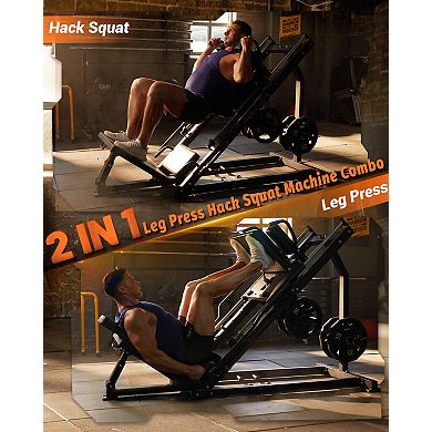 2-In-1 Leg Press & Hack Squat Machine for Home Gym,45° Linear Bearing Squat Machine & Weight Storage